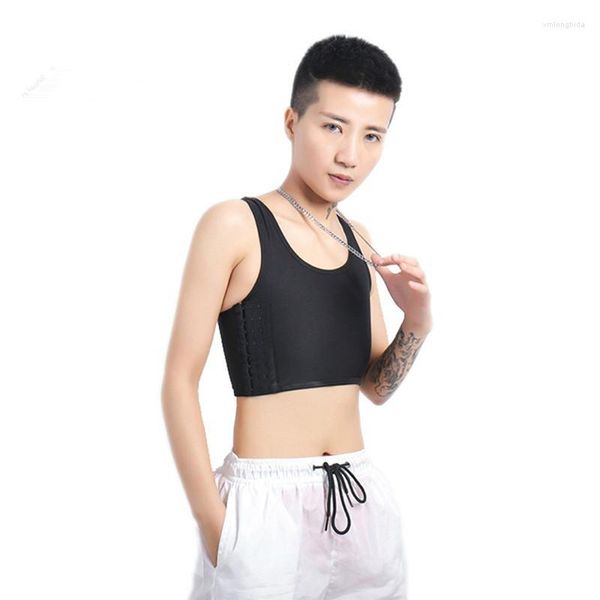 

women's shapers breathable buckle short chest breast binder vest corset lesbian tomboy cosplay bandage side hook underwear, Black;white