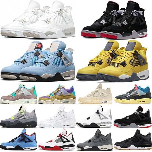 

basketball shoes sport trainer white oreo university blue black cat fired red cactus jack bred lightning desert moss taupe haze 4s 4