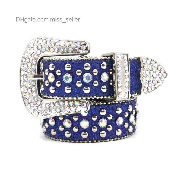 

2022 designer belt bb simon rhinestone belt men's and women's universal rivet pin buckle street fashion hip hop network red style, Black;brown