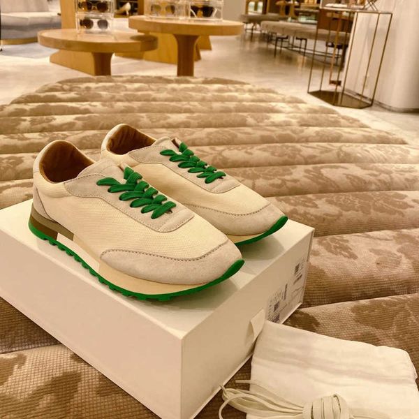 

leather row the lace up contrast color thick soled high rise casual sneakers women's moral training shoes forrest gump shoes