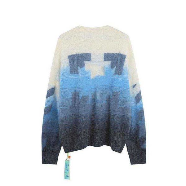 

sweaters for women popular brand designer hoodies off gradient loose casual knit men's and women's long sleeve coats light blue, White;black