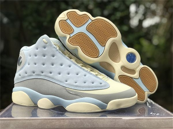 

shoes solefly x air basketball 13 13s dx5763-100 muslin smoke grey gum light celestine blue sports sneakers mens xiii trainers 40-47.5