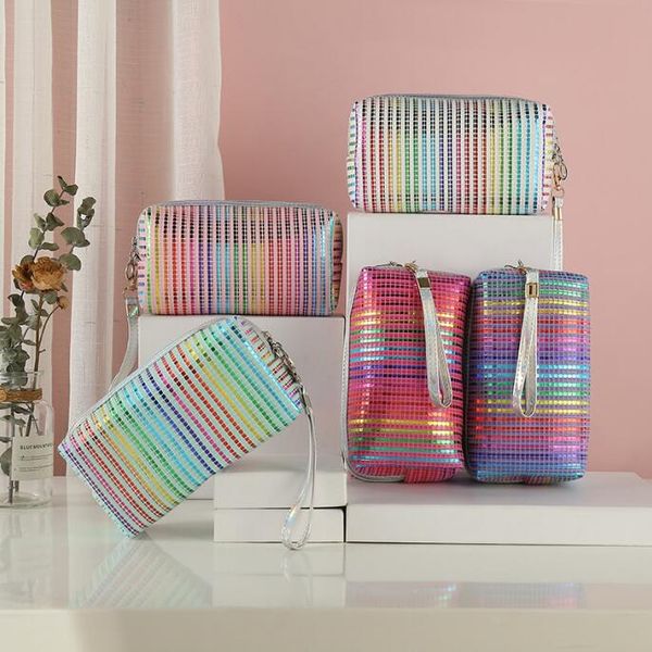 

laser deisgn cosmetic bag travel organizer women waterproof jelly pack pvc makeup bag toiletry small zipper storage bags