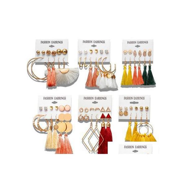 

dangle chandelier colorf earrings long fringe dangle set for women party jewelry fan tassel earings fashion tread ladies charm pen dhehb, Silver