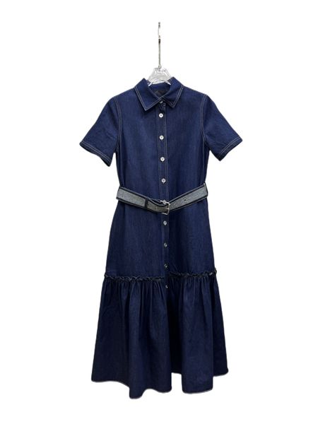 

autumn and winter temperament new denim big skirt denim dress, Black;gray