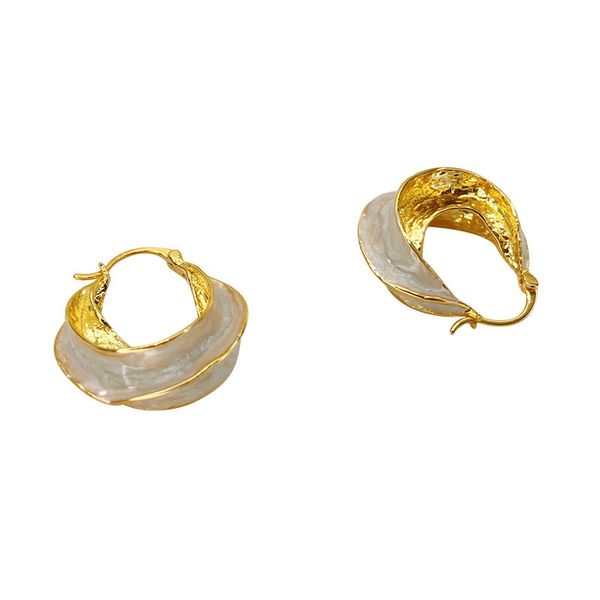 

new fashionable enamel hoop drop oil earrings european-american retro exaggerated copper-plated 18k gold earrings, Golden;silver