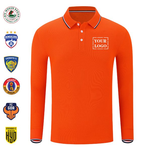 

casual men's polos long sleeves soccer polo shirt personal group custom printed atk mohun bagan bengaluru chennaiyin fc goa hyderabad e, White;black