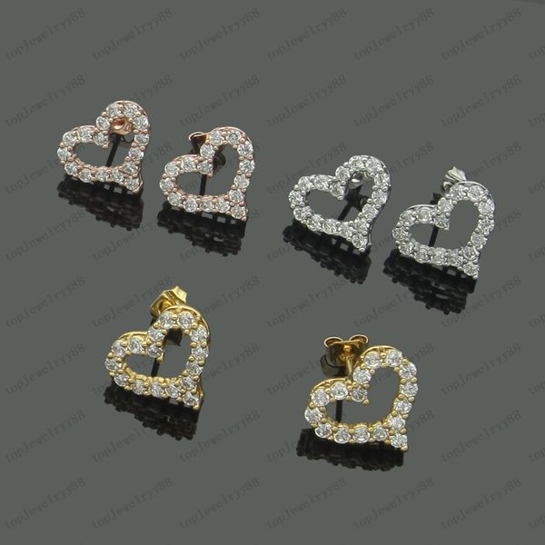 

designer hollow heart necklace female diamond earrings couple chain pendant luxury jewelry gift girlfriend wholesale with box, Silver