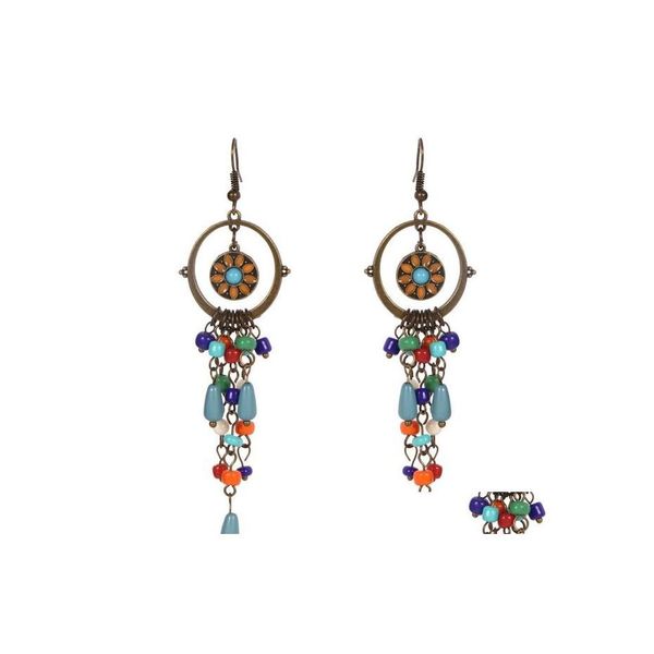 

dangle chandelier antique bronze color bohemia flower colorf beads tassel vintage earrings for women teens girls jewelry bijouteri dhjnx, Silver