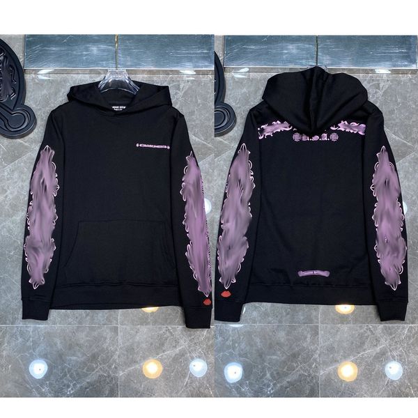 

luxury men's classic sweatshirts designer hoodie fashion men women horseshoe sanskrit loose zipper jacket pullover hooded coat sweater, Black