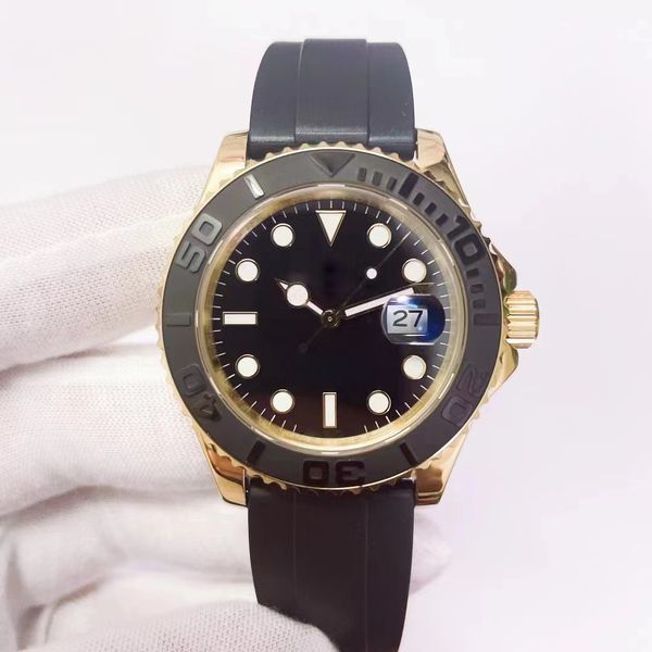 

2023 st9 steel yellow gold new model bezel watch 40mm automatic mechianical wristwatches rubber strap sapphire glass movement mens watches, Slivery;brown
