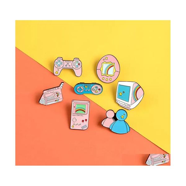 

pins brooches game hine enamel pin cute cartoon pink gamepad projector badge brooch jackets shirt bag lapel jewelry gift for lover d dhtcw, Gray