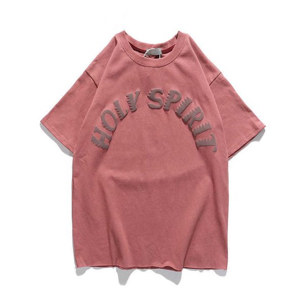

men's t-shirts 3d foam letter print short sleeve hip hop t-shirt men and women o neck streetwear cotton harajuku loose casual tshirt t2, White;black