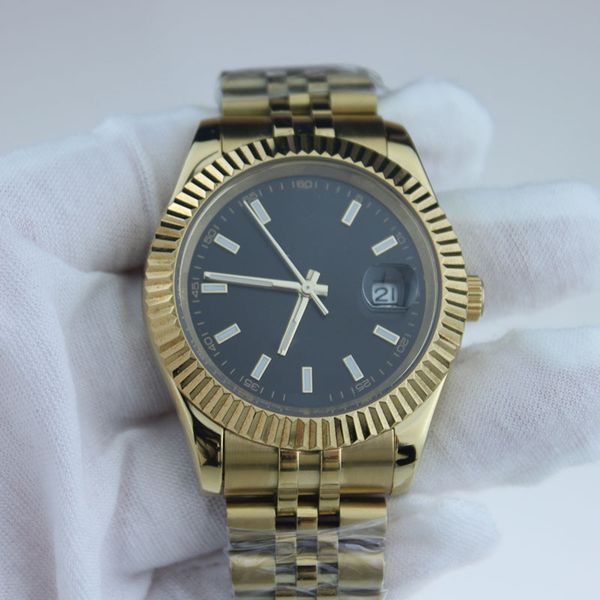 

business men's mechanical automatic mechanical watch stainless steel folding buckle strap fashion watches, Slivery;brown