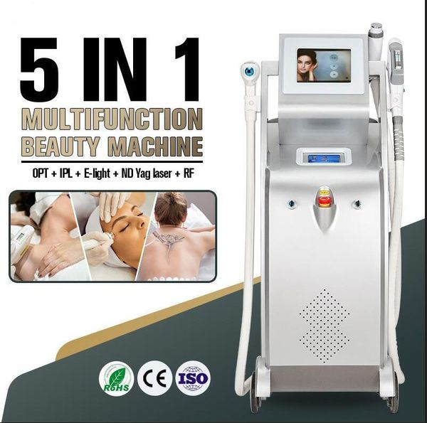 

uk lamp 5 in 1 double screen ipl opt parmanent hair removal machine nd yag elight rf pigment remove treatment skin rejuvenation spa beauty e