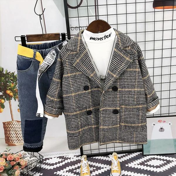 

coat baby boy en spring fall winter clothes children s clothing boy s girl mid length british handsome wool jacket 221130, Blue;gray