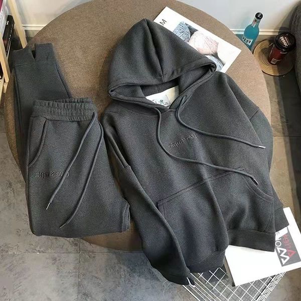 

women's two piece pants elegant solid sets for warm hoodie sweatshirt and long pant fashion ladies autumn winter 221130, White