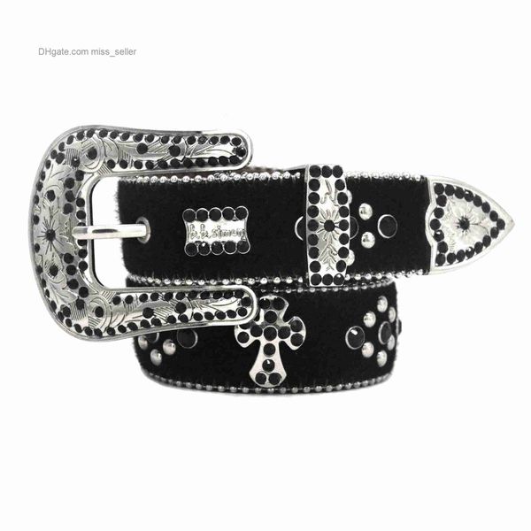 

2022 designer belt bb simon rhinestone belt waist seal pattern rivet inlaid diamond gun color cross personality simple dark fashion pants mi, Black;brown