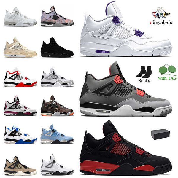 

jumpman 4 4s high og basketball shoes oreo trainers sneakers with box infrared court purple red thunder zen master university blue s, Black