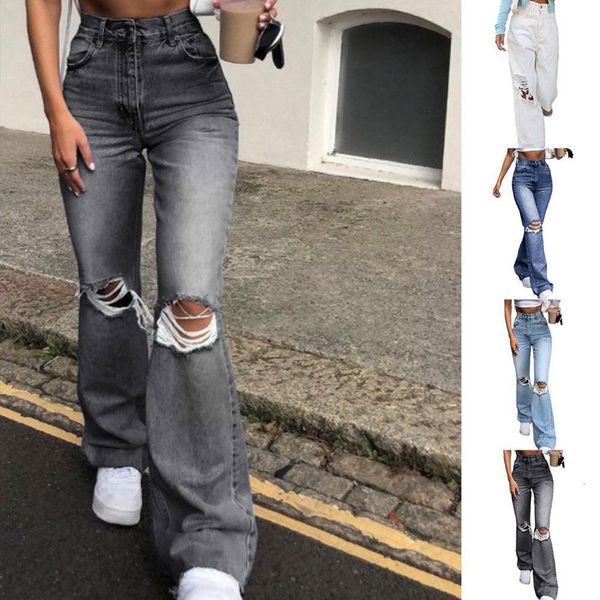 

women's jeans pants for women oversize high waist pocket trousers loose denim streetwear trouser straight leg vaqueros p0m9 221201, Blue