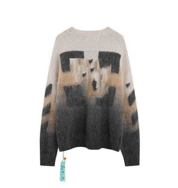 

sweaters for women popular brand designer hoodies off gradient loose casual knit men's and women's long sleeve coats grey brown, White;black