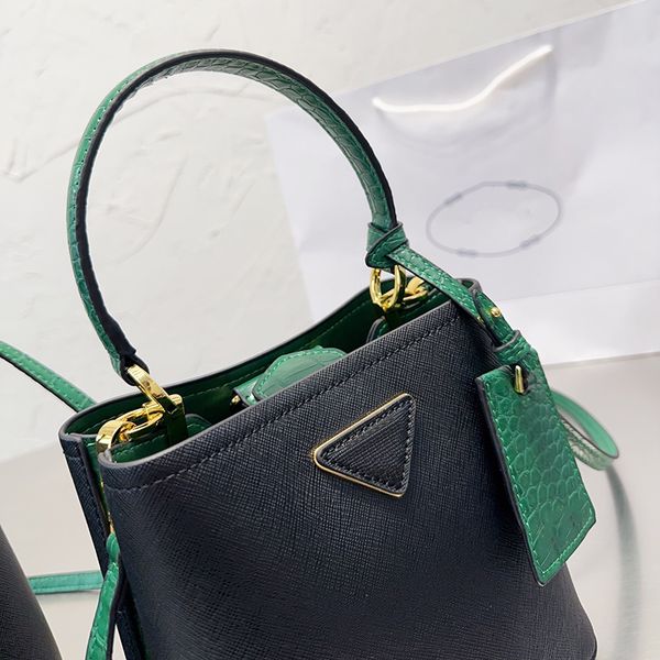 

designer women panier saffiano bucket tote bag italy milano luxury brand p color block nappa leather shoulder bags lady cross body strap bla