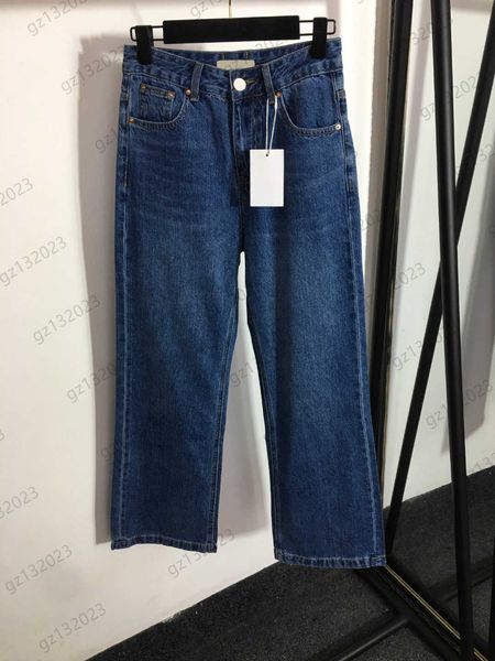 

jeans womens custom button loose straight denim trousers simple style casual slimming jean pants designer brand women clothing, Blue