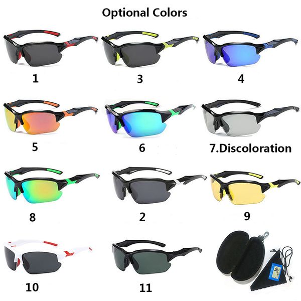 

discoloration cycling glasses sunglasses polarized sports outdoor bike men bicycle eyewear wholesale uv400 bicycle goggles 11 colors, White;black