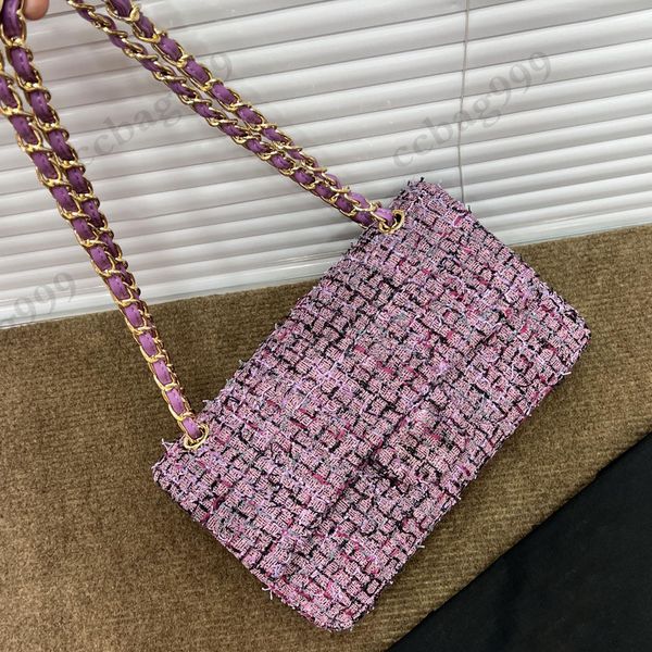 

classic womens flap designer bags crochet woolen tweed quilted metal turnbuckle hardware leather chain shoulder multi pocket large capacity