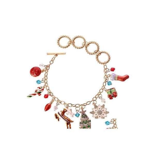 

charm bracelets fashion jewelry cartoon charms bracelet halloween christmas glaze pendant bracelets drop delivery dhspu, Golden;silver