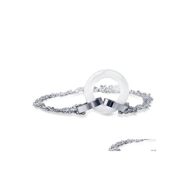 

charm bracelets white black ceramic bracelet stainless steel flake circle unique design handmade charm for women drop delivery jewel dhyzw, Golden;silver