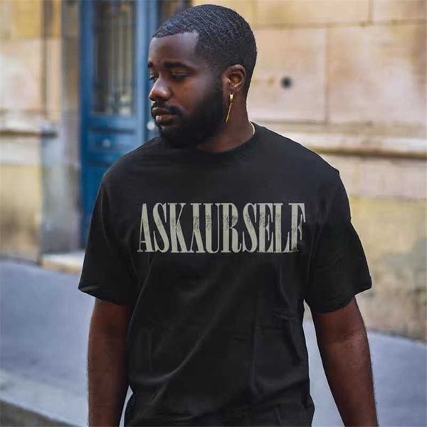 

men's t-shirts askyurself short sleeve broken letter print 1 1 men's and women's t-shirt t221130, White;black