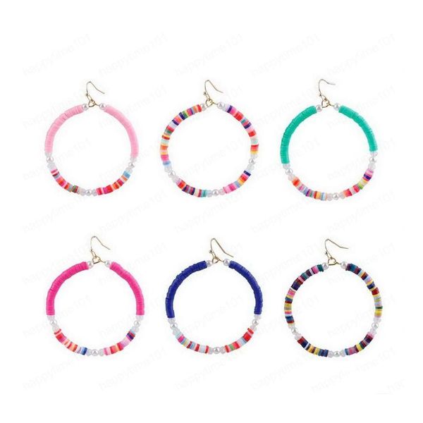 

dangle chandelier m mti beads hoop earrings recyclable rainbow colorf polymer clay mixcolor pearls drop delivery jewelry dhwvm, Silver