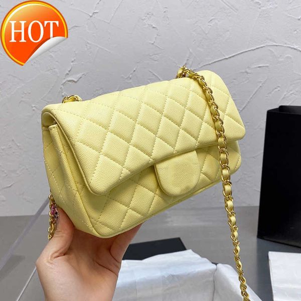 

women's luxurys channel bag designer shoulder bags tote new fashion classic clamshell small square bag texture real skin yellow caviar