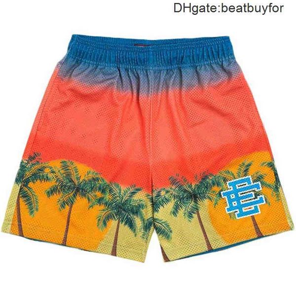 

men's shorts 21s eric emanuel sunset palm tree ee steam wave mesh breathable american style but knee 9bn2, White;black