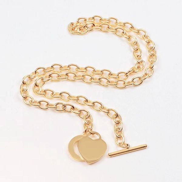 

classic designer womens necklace bracelet charming heart set 18k gold girl christmas love gift 316l stainless steel jewelry, Silver
