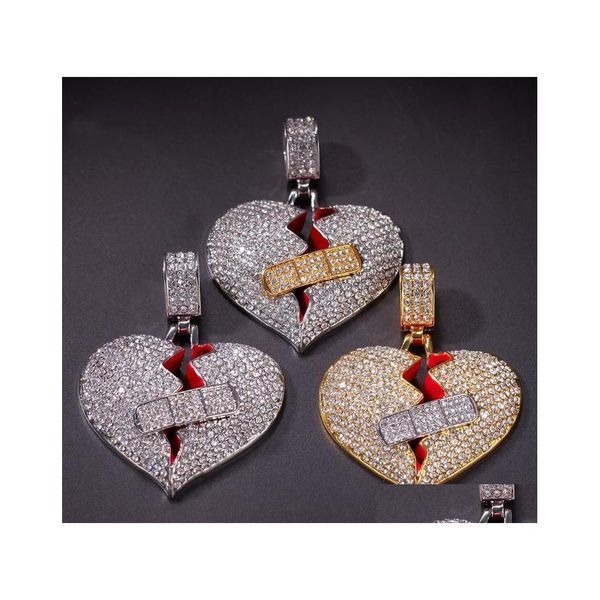 

pendant necklaces hip hops diamond band aid heartbreak pendant broken heart alloy necklace ok stretched drop delivery jewelry neckla dhugc, Silver