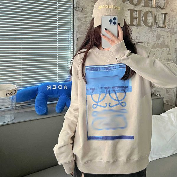 

new designer loew's sweatshirts luxury hoodies fluorescent letter printed round neck sweater fashion brand long sleeve men's women, Black