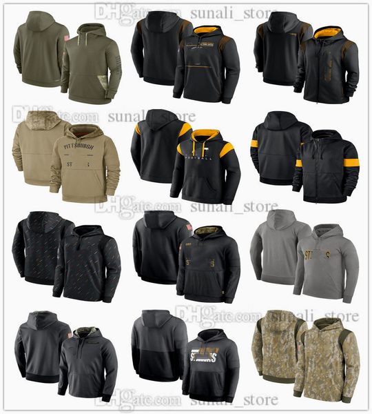

jerseys pittsburgh''steelers''sweatshirt football salute to service hoodies full-zip sweatshirts therma performance pull, Black;red