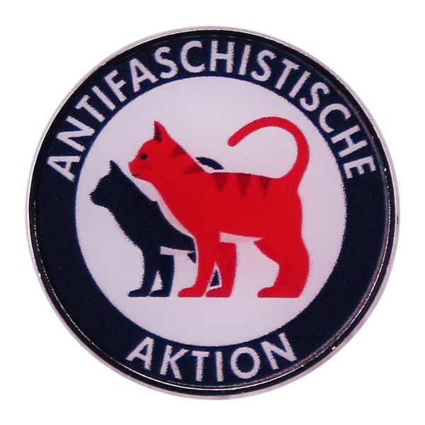 

antifa aktion enamel pin red black cats badge backpack decoration jewelry, Blue