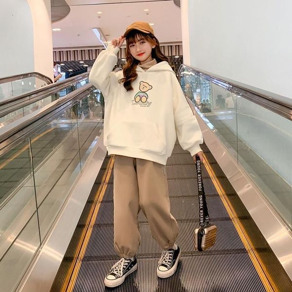 

clothing sets children's suits girls spring autumn hoodie t shirt pants casual clothes 4 5 6 7 8 9 11 10 12 years old 221130, White