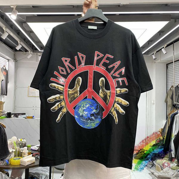 

men's t-shirts 20222ss world peace short sleeves t shirt men women globe print t-shirts tee t221130, White;black
