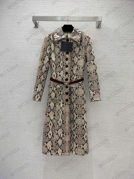 

womens wool coat blends snakeskin glossy finish lapel medium length style suit trench coats leather belt collect waist slimming buttons oute, Black