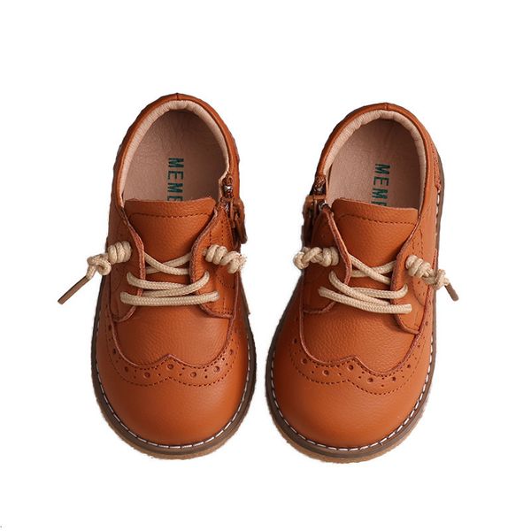 

sneakers spring autumn children genuine leather shoes boys girls retro single baby soft tendon bottom full cowhide, Black;red