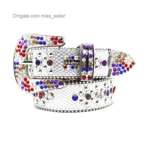 

2022 designer belt bb simon guangzhou belt men's rhinestone snake belt handmade hip hop punk personality street fashion miss seller, Black;brown