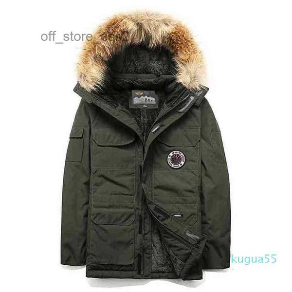 

men's down parkas winter canadian goode jacket cotton padded clothes plush thickened mens medium large warm gooses map table parker coa, Black