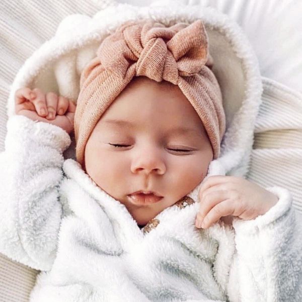 

m542 infant baby knitted hat toddler babies sun caps children bowknot knit turban beanies kids boys girls hats, Yellow