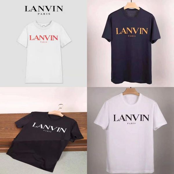 

lanvin men's t-shirts oz01 short-sleeved fashion brand trendy summer ins loose summer cotton 2022 new leggings clothes t-shirt, White;black