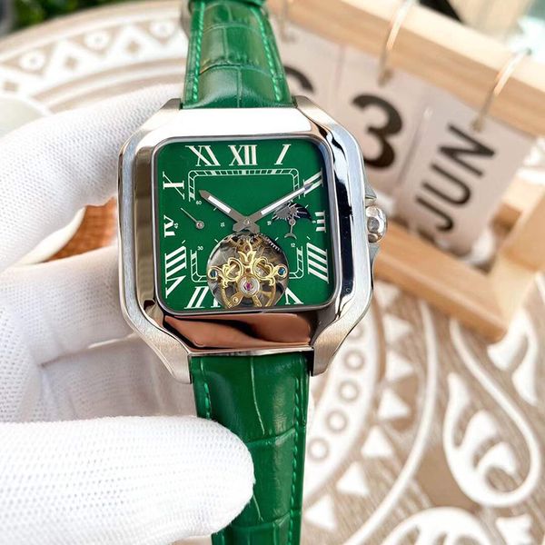 

automatic mens watch mechanical watches sapphire 43mm classic wristwatches montre luxe cowhide, Slivery;golden