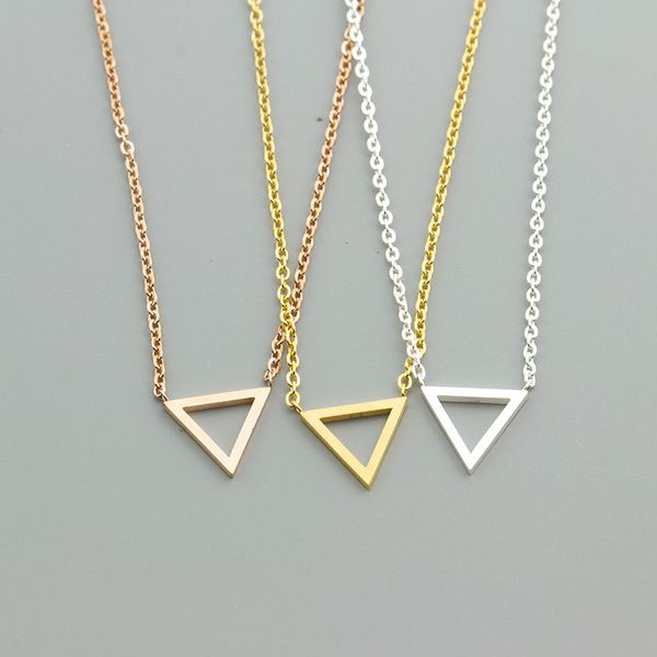

pendant necklaces v attract 10 pcs minimalism jewelry geometric hollow triangle necklace stainless steel bijoux femme chocker friends gift 2, Silver